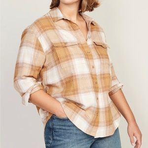 Long sleeve Plaid Flannel Boyfriend Tunic Shirt for Women